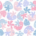 Vector cute seamless pattern with  chameleon Royalty Free Stock Photo